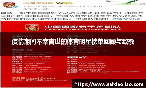 疫情期间不幸离世的体育明星榜单回顾与致敬